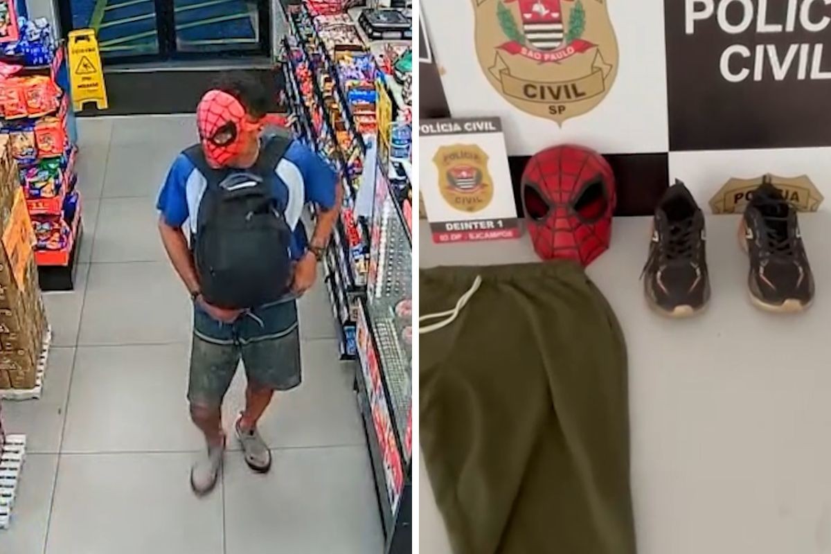 Assaltante com máscara de Homem-Aranha é identificado pela polícia e preso em São José dos Campos, SP