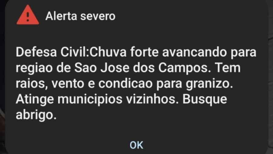 Defesa Civil emite alerta severo para chuva em São José e Jacareí