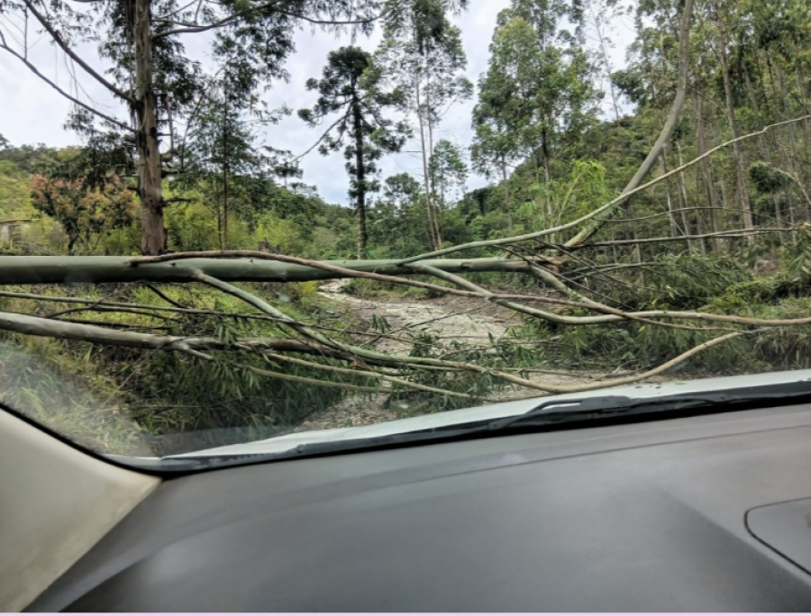 Queda de barreira interdita Rodovia Oswaldo Cruz, em São Luiz do Paraitinga